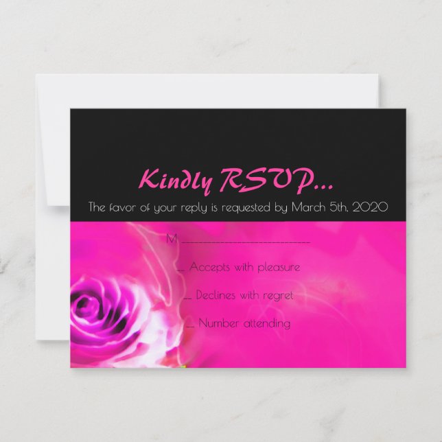 Tarjeta RSVP de NEON Bat Mitzvah para ROSAS de WAT (Anverso)