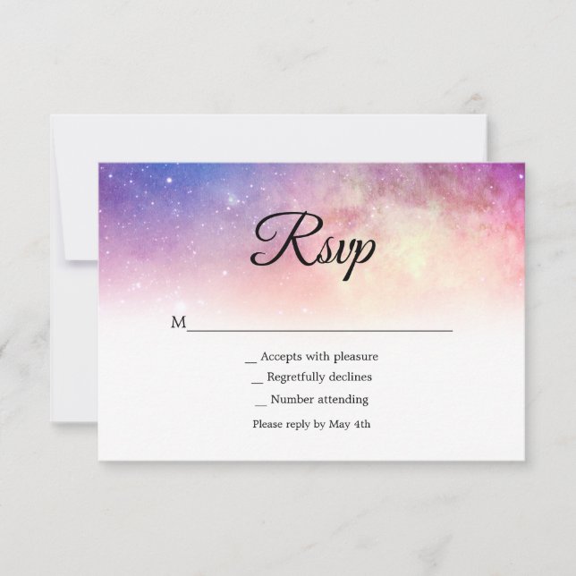 Tarjeta Rsvp de nubes rosas y azules (Anverso)