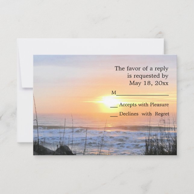 Tarjeta RSVP de Ocean Sunset (Anverso)