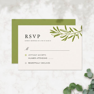 Tarjeta RSVP de Olive Branch Wedding   Marfil