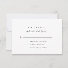 Tarjeta RSVP de Olivia simple Boda Minimalista Gri