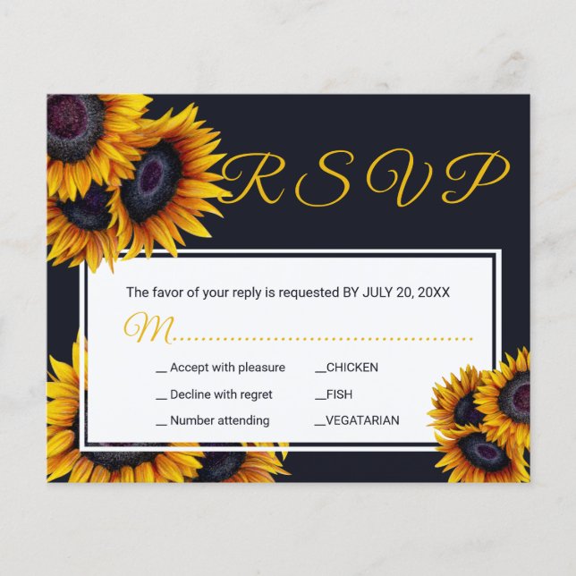 Tarjeta RSVP de opciones de comida para bodas de g (Anverso)