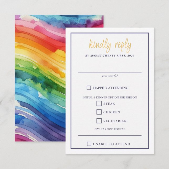 Tarjeta RSVP de opciones de comida para pasteles d (Anverso / Reverso)