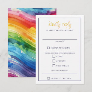 Tarjeta RSVP de opciones de comida para pasteles d
