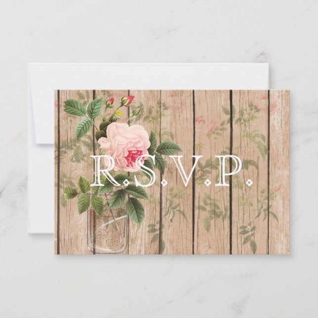 Tarjeta RSVP de Orleans Ecru Wedding Rosa (Anverso)