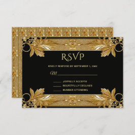 Tarjeta RSVP de Ornato Ornate Floral Gold