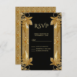 Tarjeta RSVP de Ornato Ornate Floral Gold