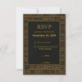 Tarjeta RSVP de oro de Kente de cumpleaños african