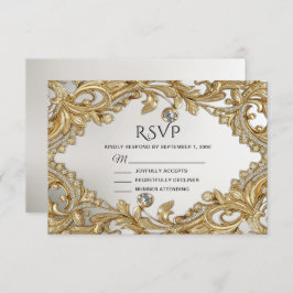 Tarjeta RSVP de oro decorativa