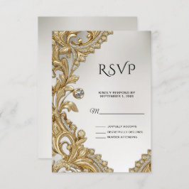 Tarjeta RSVP de oro decorativa