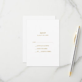 Tarjeta RSVP de oro Minimalista clásico