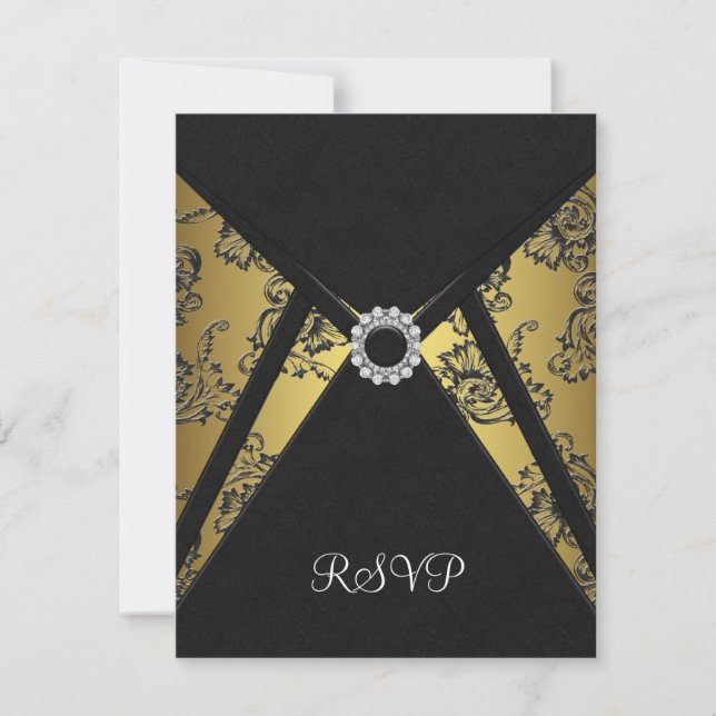 Tarjeta RSVP de oro negro (Anverso)