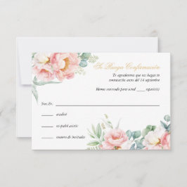 Tarjeta RSVP de Oro Rosa Quinceañera en español