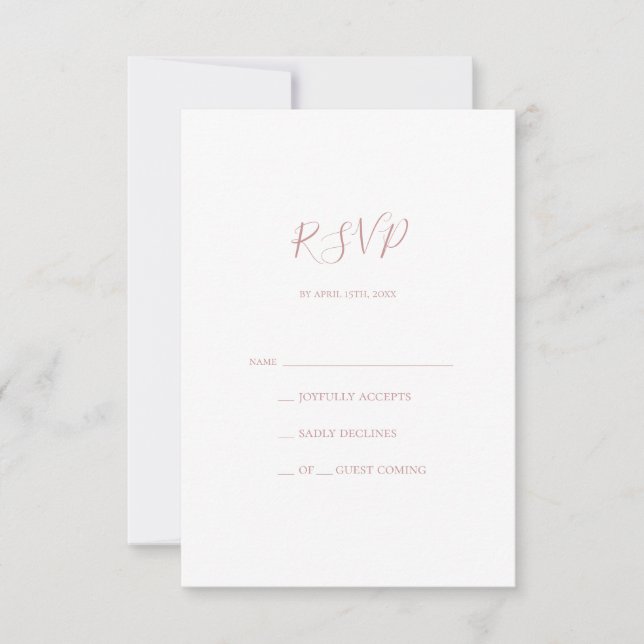 Tarjeta RSVP de oro Rosa simple y elegante (Anverso)