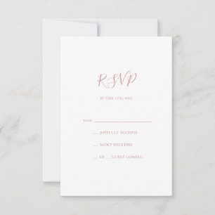 Tarjeta RSVP de oro Rosa simple y elegante