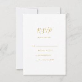 Tarjeta RSVP de oro simple y elegante