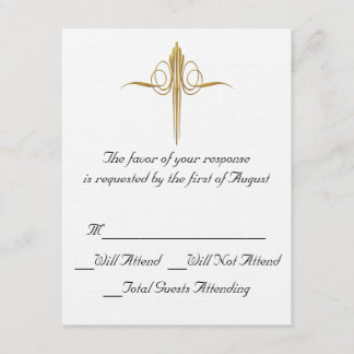 Tarjeta RSVP de Oro y Boda Blanca