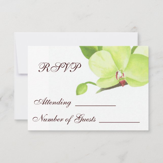 Tarjeta rsvp de orquídea verde (Anverso)