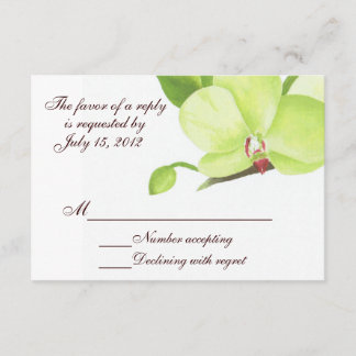 Tarjeta rsvp de orquídea verde