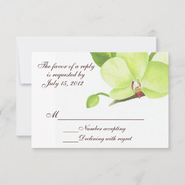 Tarjeta rsvp de orquídea verde (Anverso)