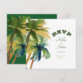 Tarjeta RSVP de Palm Trees Beach Wedding