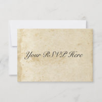 Tarjeta RSVP de papel antiguo con manchas en probl