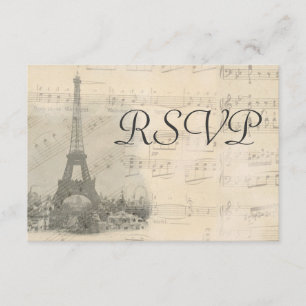Tarjeta RSVP de Paris Vintage Music Wedding