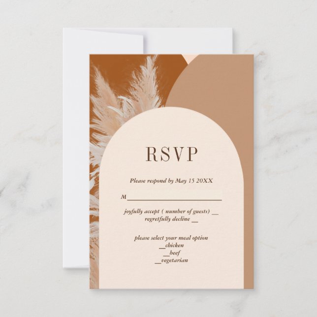 Tarjeta RSVP de pasto ligero y boda de arcos (Anverso)