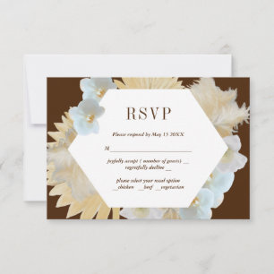 Tarjeta RSVP de pasto marrón y orchids Wedds Weddi