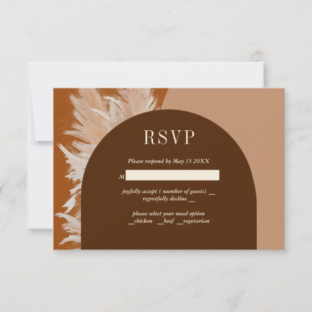 Tarjeta RSVP de pasto oscuro y boda de arcos (Anverso)