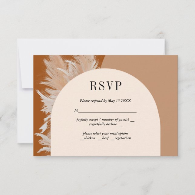 Tarjeta RSVP de pasto y arcos de pasto (Anverso)