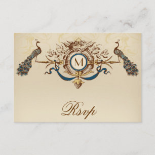 Tarjeta RSVP de Peacock Vintage para invitaciones 