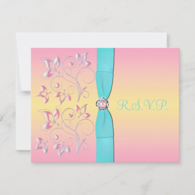 Tarjeta RSVP de Pearl y Bonitos Rosadas Dulces 16 (Anverso)