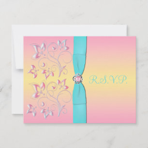 Tarjeta RSVP de Pearl y Bonitos Rosadas Dulces 16