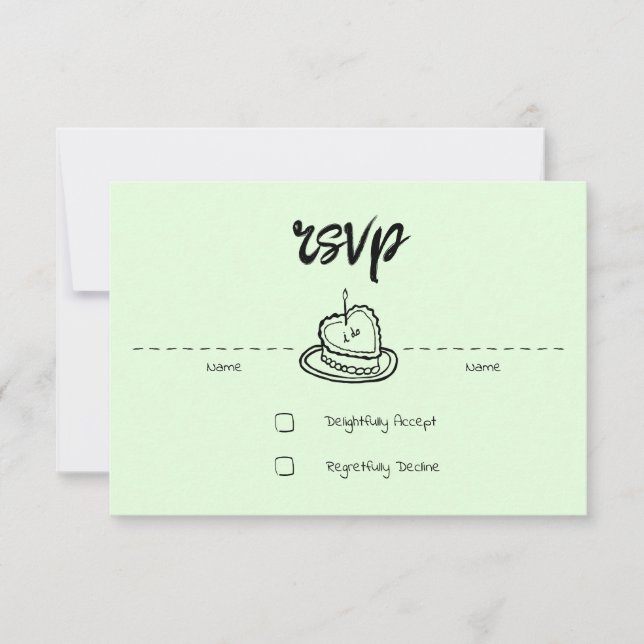 Tarjeta RSVP de Penmanship Pastel Pale Fern (Anverso)