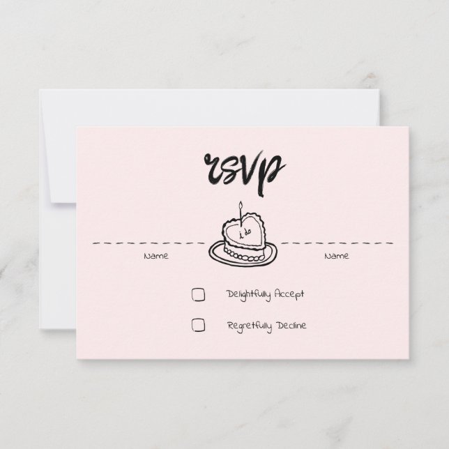 Tarjeta RSVP de Penmanship Pastel Rubor (Anverso)