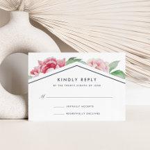 Tarjeta RSVP de Peony Antiguo | Blanco