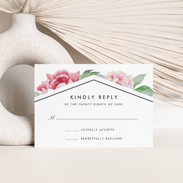 Tarjeta RSVP de Peony Antiguo | Blanco (Subido por el creador)