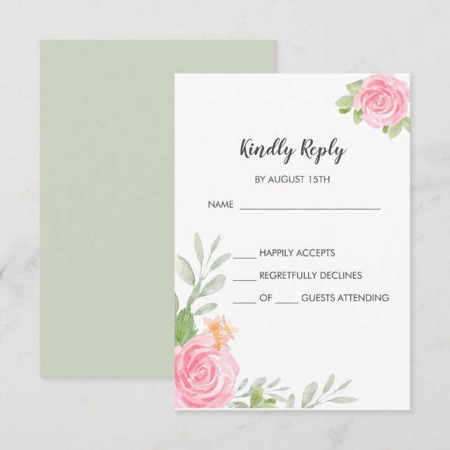Tarjeta RSVP de Peony Spring (Anverso / Reverso)