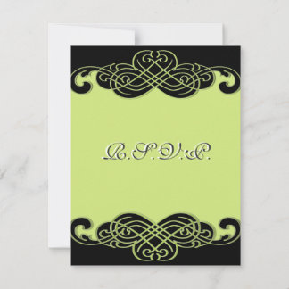 Tarjeta RSVP de pergamino verde negro y perverso