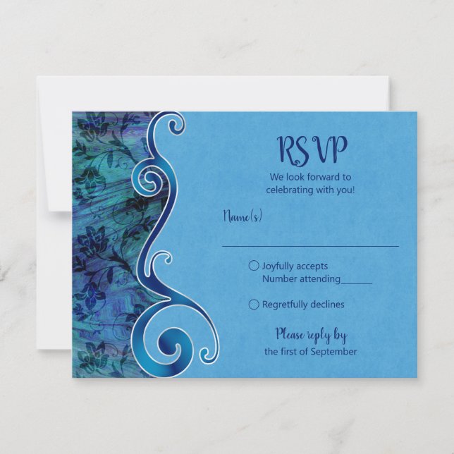Tarjeta RSVP de personalizable Aqua Blue (Anverso)