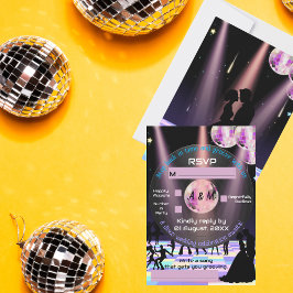 Tarjeta RSVP de personalizable Disco Wedding