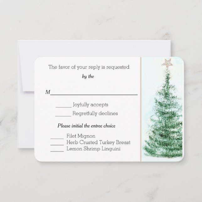 Tarjeta RSVP de Personalizado de árbol de Navidad (Anverso)