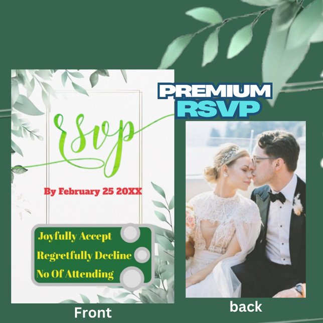 Tarjeta RSVP de Personalizado Minimalista de Green (Subido por el creador)