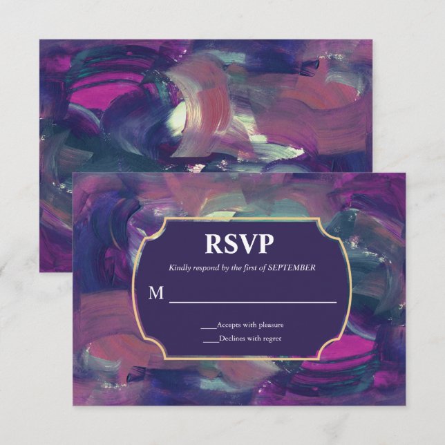 Tarjeta RSVP de pintura acrílica negrita (Anverso / Reverso)