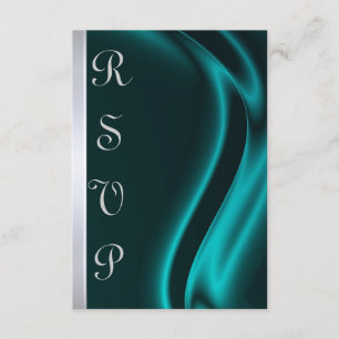 Tarjeta RSVP de plata de seda Verde azulada Marqui