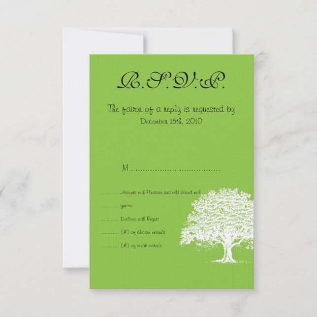 Tarjeta RSVP de primavera verde/boda blanca (Anverso)