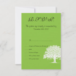 Tarjeta RSVP de primavera verde/boda blanca