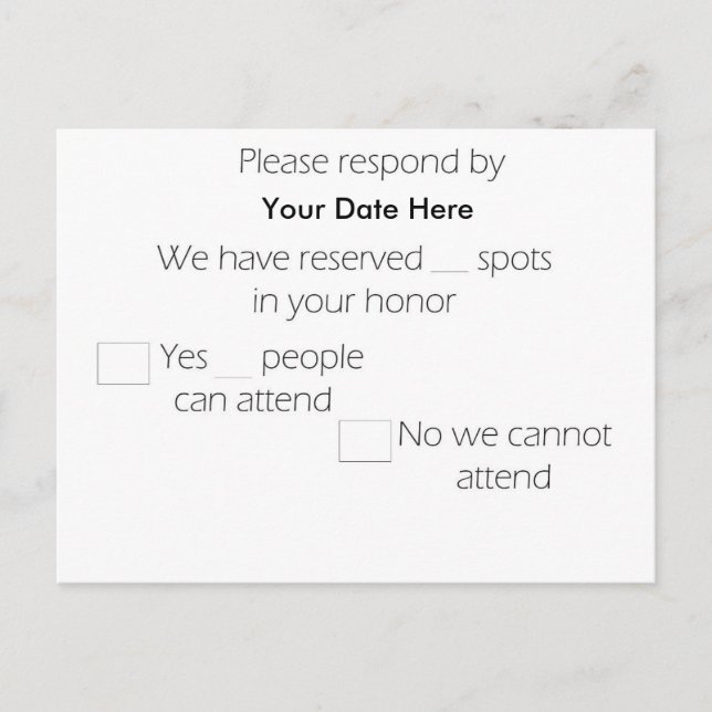 Tarjeta RSVP de publicación larga (Anverso)