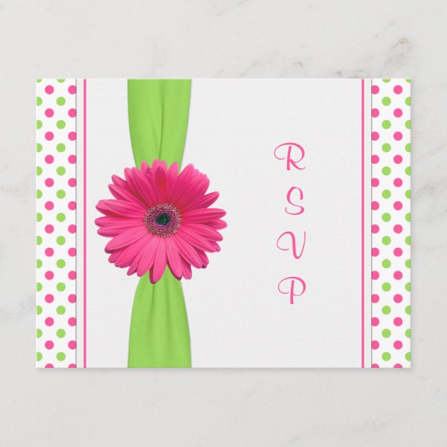 Tarjeta RSVP de Punto Bat Mitzvah de Polka Verde R (Anverso)